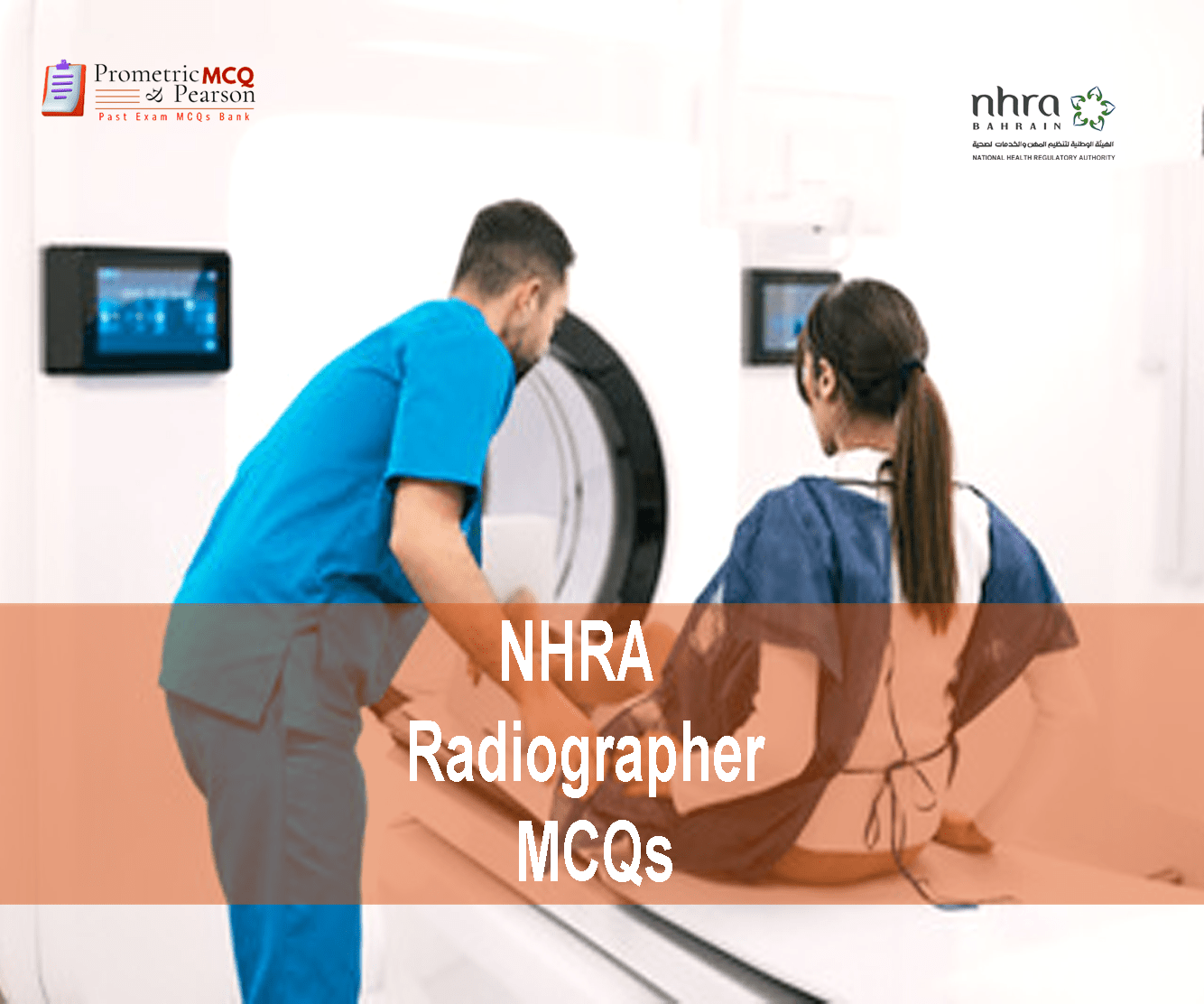 A Radiographer examining a patient in clinic and advertising NHRA Radiography MCQs