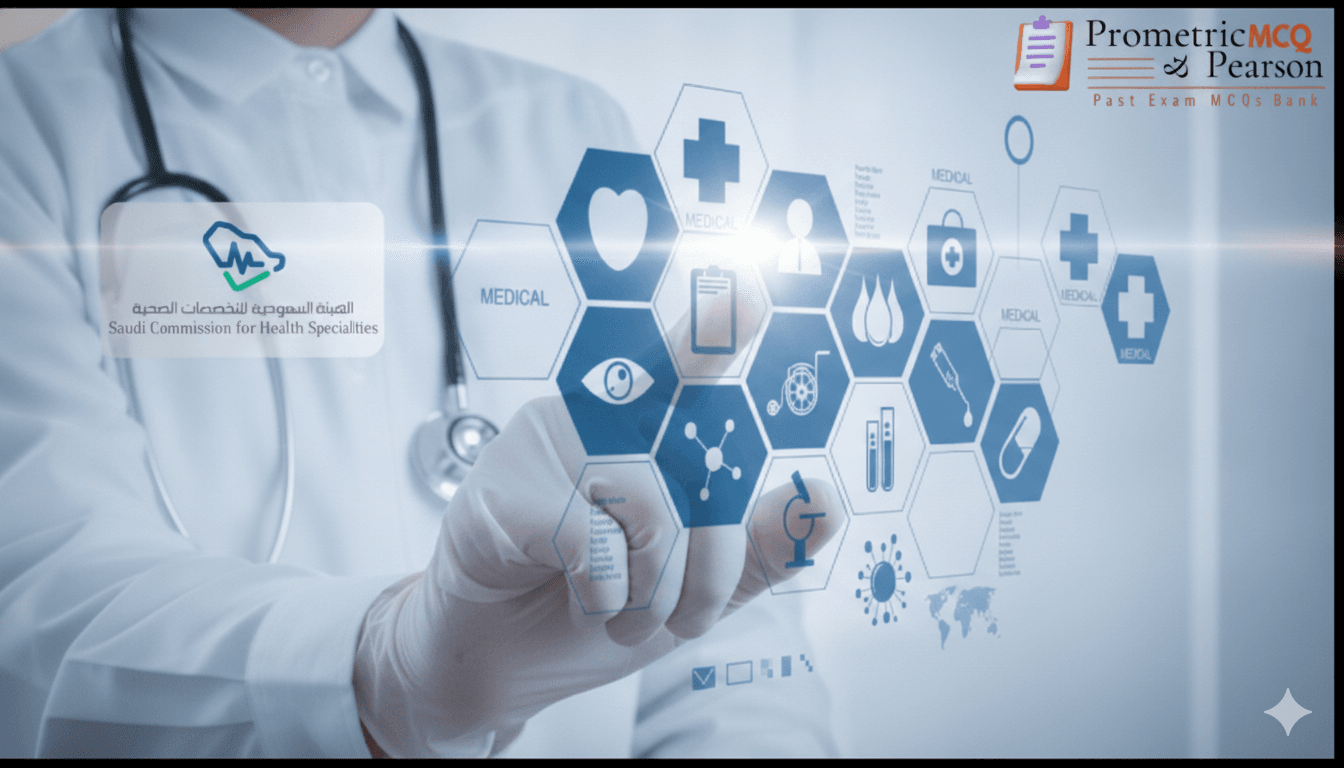 Core clinical sections of the SMLE MCQ bank covering Medicine, Obstetrics, Pediatrics, and Surgery for Saudi licensing exam